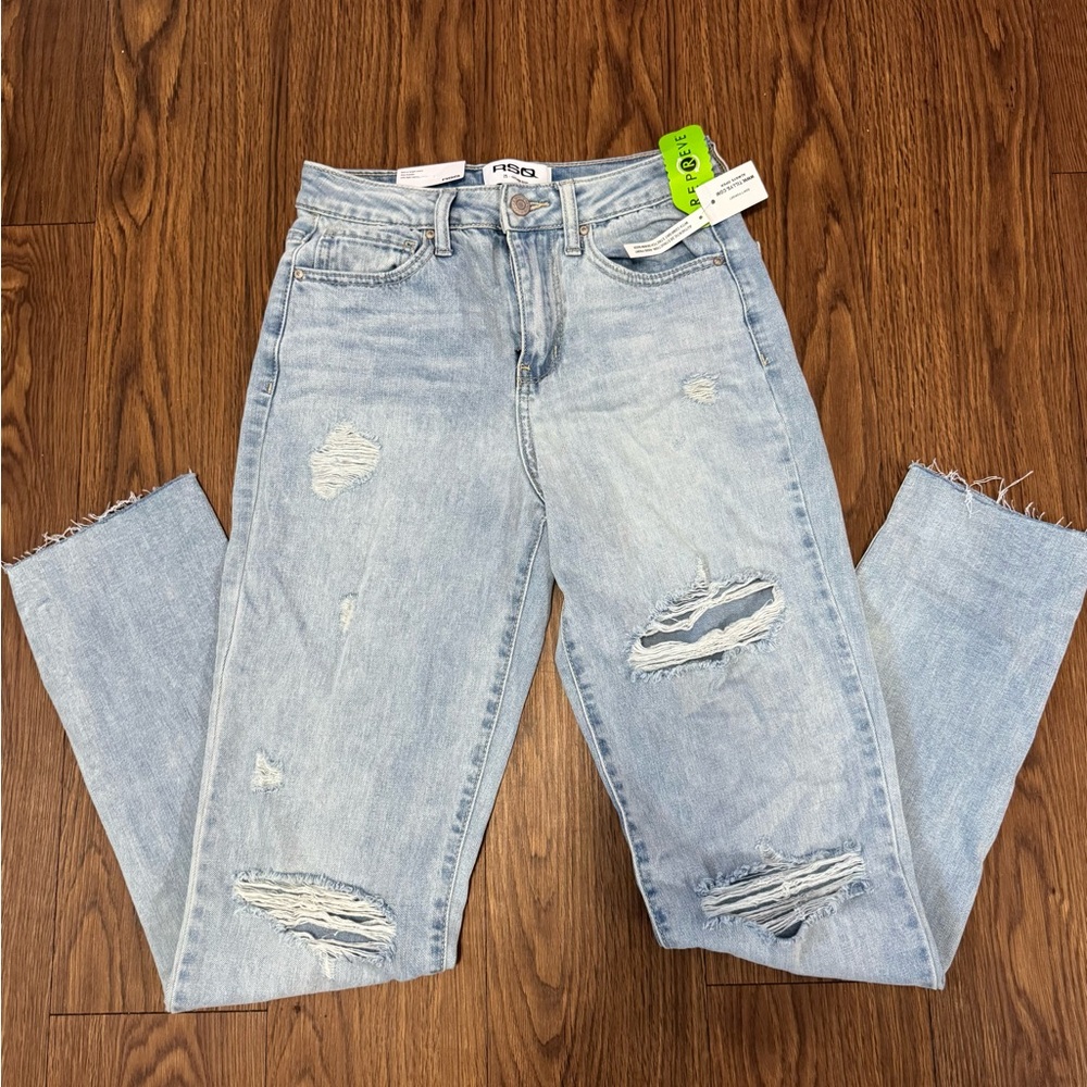 RSQ High Rise Light Blue Distressed Jeans